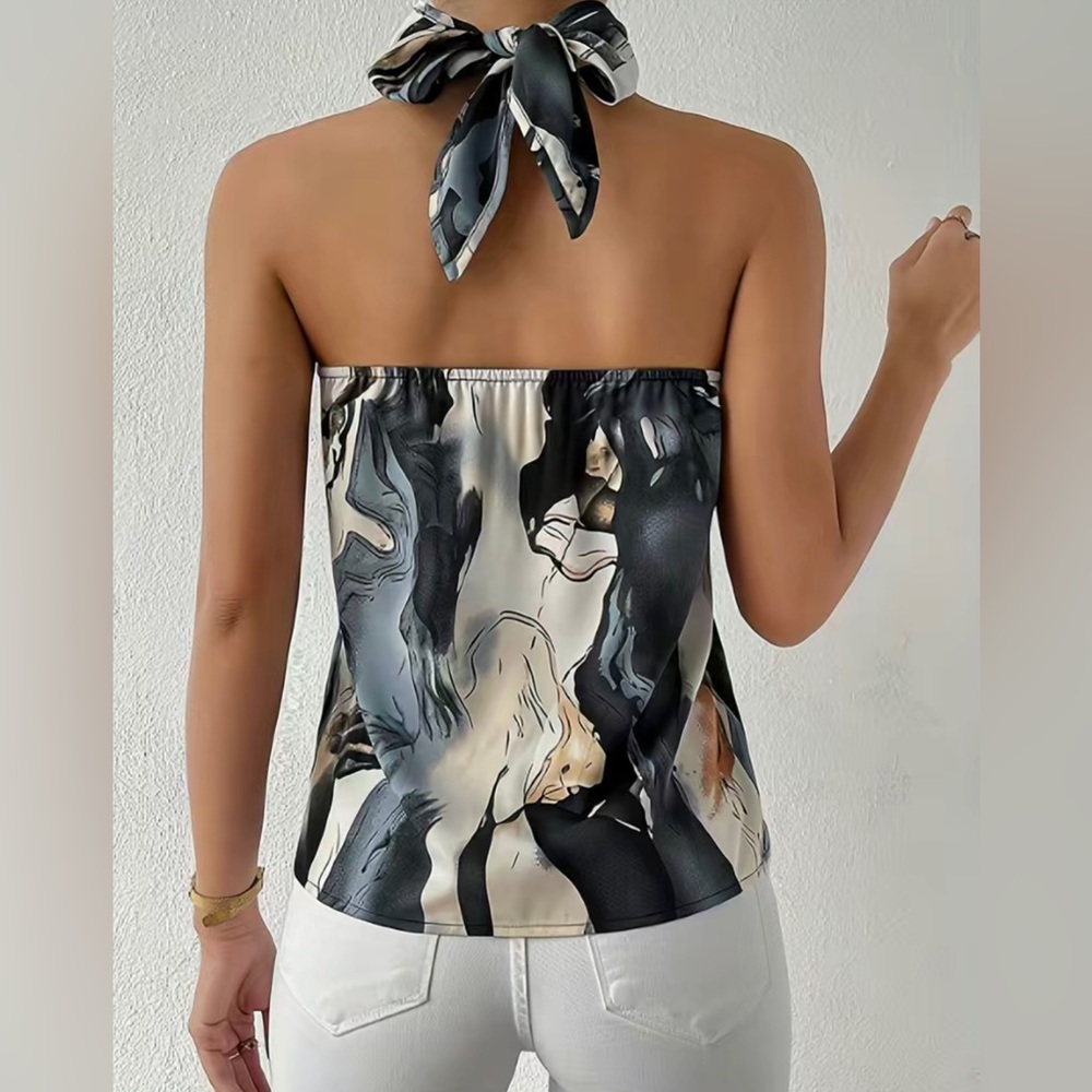 Passion Boho Tie Dye Tie Back Halter Top - Picture 5 of 6
